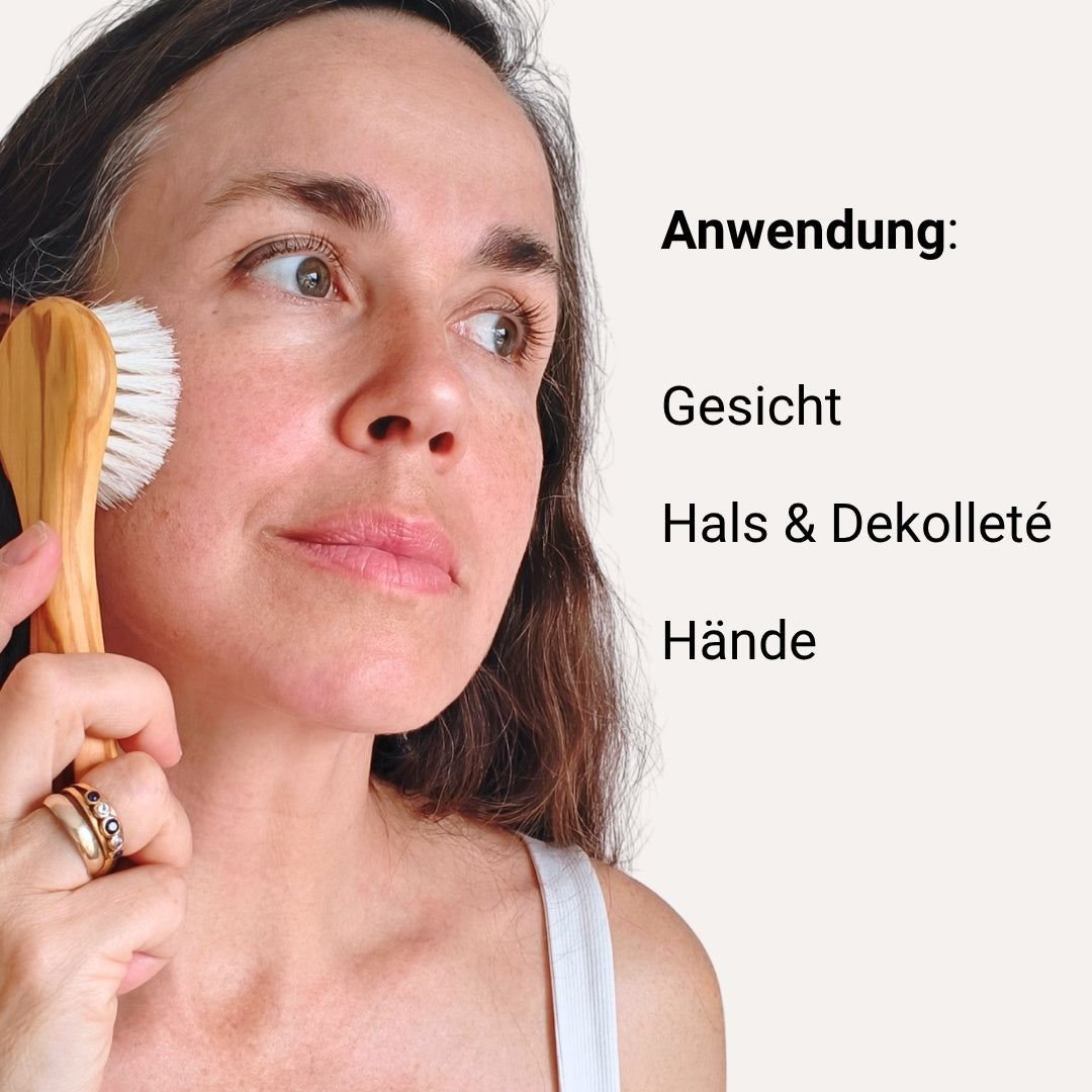 Lifting Beauty Brush - Gesichtsbürste aus Olivenholz mit Naturhaar für Gesicht, Hals & Dekolleté
